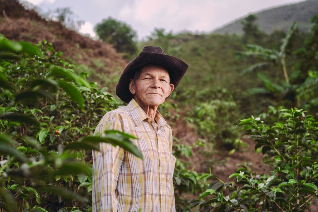 Don Gabriel Cortes at his farm, El Tractor, in Medellín, Colombia
