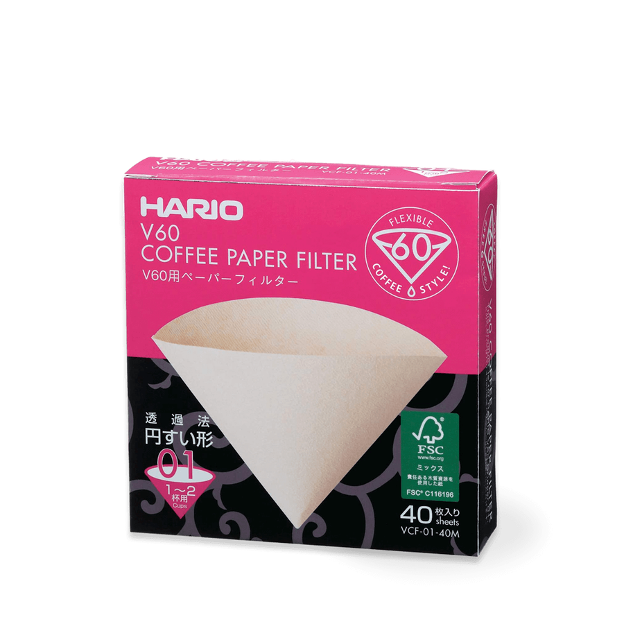 Hario V60 Coffee Filter Papers Size 01 Box of 40 Natural/Misarashi Filters VCF-01-40M